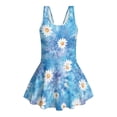 thumbnail image 4 of Xixirimido Daisy Blue Tie-dye Print Girls Swimsuit Sleeveless One Piece Skirted Swimwear Modest Hawaiian Bathing Suit for Beach Water Park Kids Swim Dress, 10-11 Years, 4 of 7