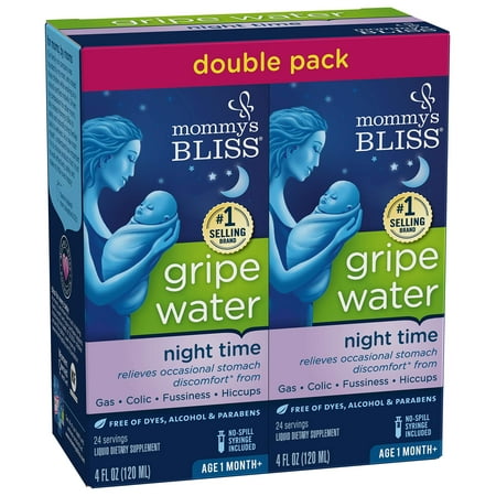 Mommy's Bliss Night Time Gripe Water for Baby's Tummy Trouble, Relieves Occasional Infant Stomach Discomfort from Gas, Colic, Fussiness, & Hiccups, 4 Fl Oz, Pack of (Best Way To Relieve Gas In Infants)