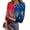 Blue(American Flag Striped), variant on Iaqnaocc American Flag Tops for Women 4th Of July Ribbed 3/4 Sleeve American Flag Striped Independence Day Tees Slim Fit Trendy Crew Neck 2026 Summer Retro T Shirts for Women Navy XL