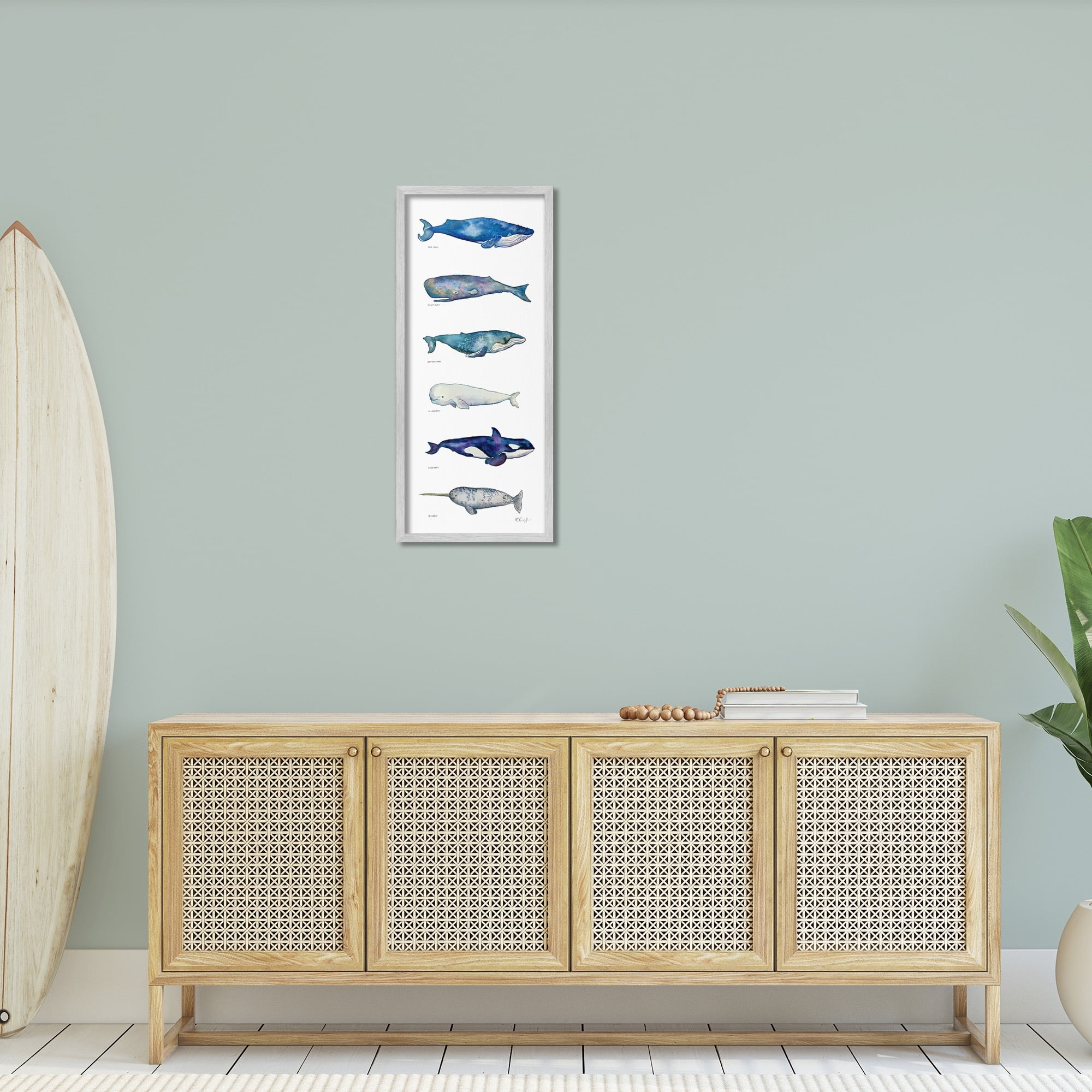 Stupell Industries Maritime Sea Life Ocean Whales Narwhal Chart Diagram , 13 x 30, Design by MB Cunningham