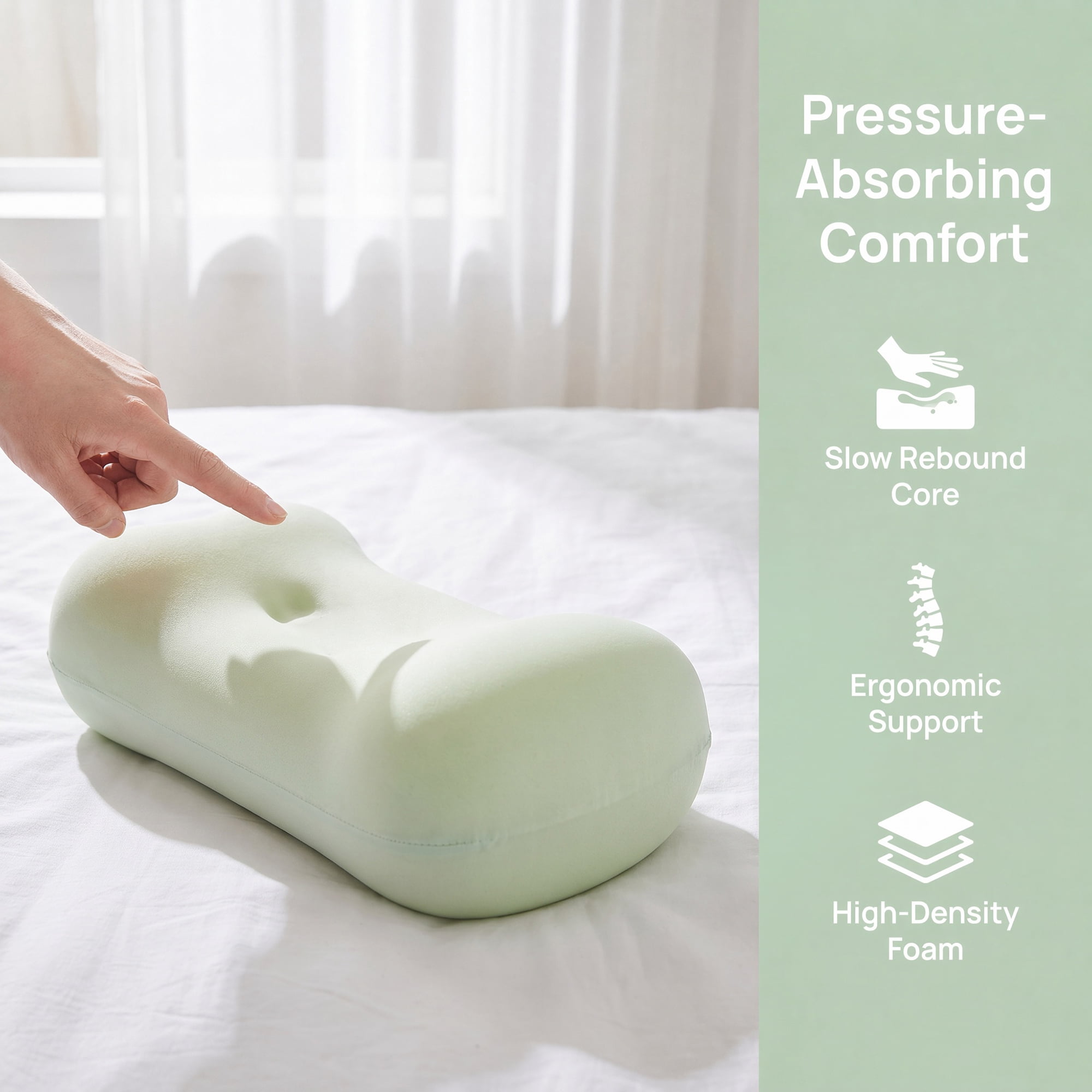 Unique Bargains Neck Pillow Sponge Cervical Support for Sleeping Green A 16.5"x7.9"x4.3"