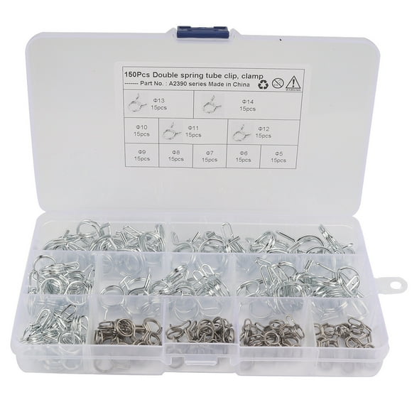 nipocaio 150 Pieces Hose Spring Clip, Steel Spring Hose Clamp, Commonly Used for Water Pipes, Pipes, Gas Pipes