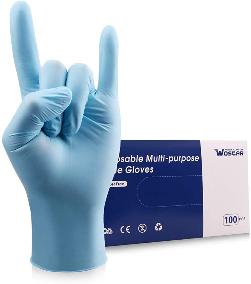 100pcs Nitrile Gloves Disposable Exam Gloves Blue Latex Free Powder Free Protective Gloves Medium, Blue 