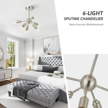 Bestco 14  Sputnik Chandelier Semi Flush Mount Ceiling Light Fixture with 6 Lights