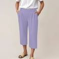 thumbnail image 2 of Audhol Capri Work Pants for Women! Womens Pants Casual Cropped Elastic Waist Summer Trousers 3/4 Length Pant with Pockets Wide Leg Capri Pants for Women Purple S, 2 of 7