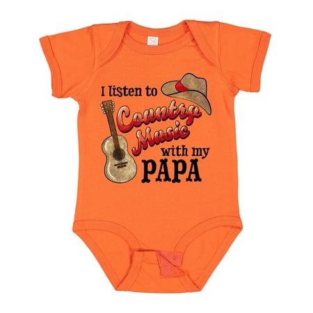 

Inktastic I Listen to Country Music with My Papa with Guitar and Hat Gift Baby Boy or Baby Girl Bodysuit