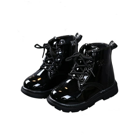 

Gomelly Boy s Ankle Boots Zip-Up Booties Platform Lightweight Shoes Girls Children Black 4.5 Toddler
