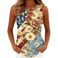 thumbnail image 2 of Kctiaxy Tank Tops for Women Summer Round Neck Sleeveless Tops Front Eyelet Ring Casual Printed Cami Tees Trendy Blouse, 2 of 6