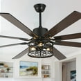 thumbnail image 2 of Bella Depot 72" Ceiling Fan 6-speed Farmhouse Metal Cage 3-Light Chandelier with Remote, 2 of 12