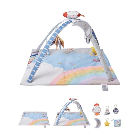 VEVOR Baby Play Gym Mat,Tummy Time Mat with 6 Sensory Toys, Baby Activity Mat with Light-up Musical Rocket Toy for 0-18 Month Newborn Infant, Baby Essential Gift for Sensory & Motor Skill Development