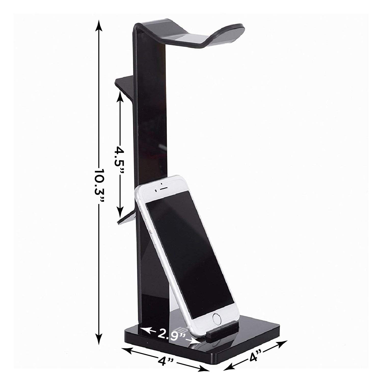 Geekdigg Gaming Headset Headphone Stand Holder with Cable Organizer & Cellphone Stand - Black