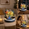 thumbnail image 3 of Christmas Village Houses, Rotating Train Santa Sleigh LED Light Up Musical Winter Snow House Figurine, Collectable Xmas Indoor Display Figurines Decoration, 3 of 7