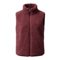 thumbnail image 4 of Karight Women's Fleece Vest Zip Up Stand Collar Sleeveless Lightweight Winter Warm Coat with Double-Sided Sherpa, 4 of 7