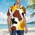 thumbnail image 5 of Haiem Cow Print Sunflower Printed Hawaiian Shirt for Men - Men’s Casual Beach Summer Shirts - Stretch Fabric with Modern Fit-Large, 5 of 9