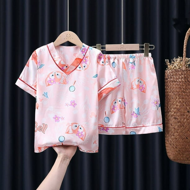 Conjunto de pijama de Pokemon Pikachu para niños y niñas, ropa de dormir para el hogar, traje de ocio para primavera y verano qym unisex