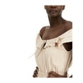 thumbnail image 3 of INC Womens Beige Ruffled Tie Keyhole Elastic Waist Flutter Sleeve Square Neck Midi Fit + Flare Dress XS, 3 of 3