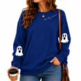 thumbnail image 5 of Spooky Season Sweatshirts for Women,Cute Ghost Sleeve Crewneck Pullover Halloween Sweatshirt,Vintage Salem Witch Graphic Pullover,Casual Long Sleeve Tops,fall fashion must haves Dark Blue 2XL, 5 of 8