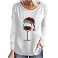 thumbnail image 1 of Camiseta de manga larga suelta con cuello redondo y estampado navideño informal a la moda para mujer Fridja FKASFK2092, 1 of 4