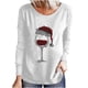 thumbnail image 1 of Camiseta de manga larga suelta con cuello redondo y estampado navideño informal a la moda para mujer Fridja  FKASFK2095, 1 of 4