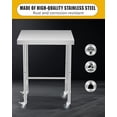 thumbnail image 7 of Stainless Steel Table, 18"x32"x35"Utility Work Tables, Commercial Kitchen Prep Table with Open Base Single Tier, for Restaurant, Garage, Workshop, Silver, 7 of 7