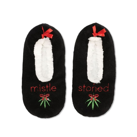 MeMoi Women's Mistle Stoned Sherpa Lined Slippers - Womens - Female (M-L, Black)