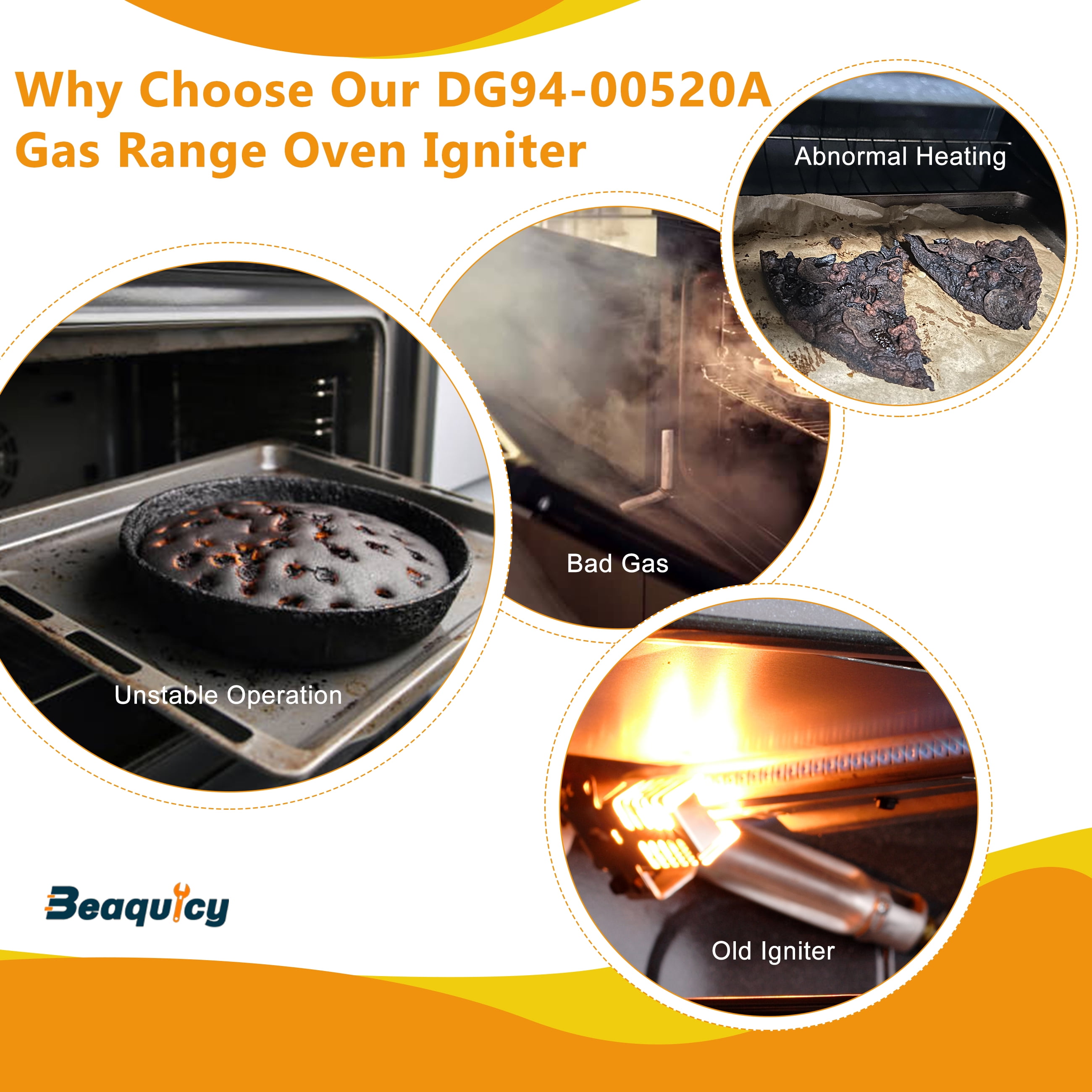 Beaquicy DG94-00520A Gas Igniter Range Oven Compatible with Gas Oven NX58H5600SS Nx58h9500ws Nx58f5500ss