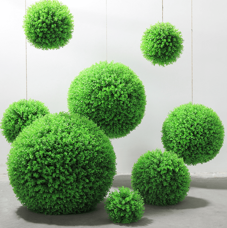 Artificial Topiary Balls 35cm Leaf Boxwood Hedges Plant Decoration Set of 2 