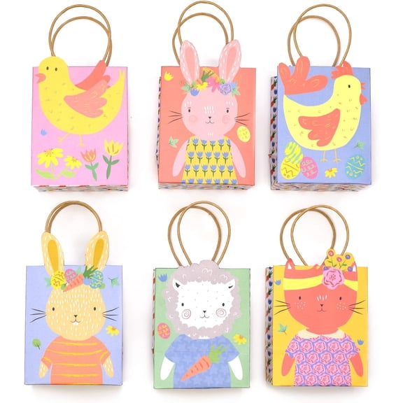 Vivid Wrap Easter Mini Gift Paper Party Favor Goodie Treat Bags, 6-Pack