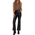 thumbnail image 2 of INSPIRE CHIC Women's Metallic Faux Leather Lapel Collar Sleeveless Zip Cropped Vest XL Coffee Brown, 2 of 6