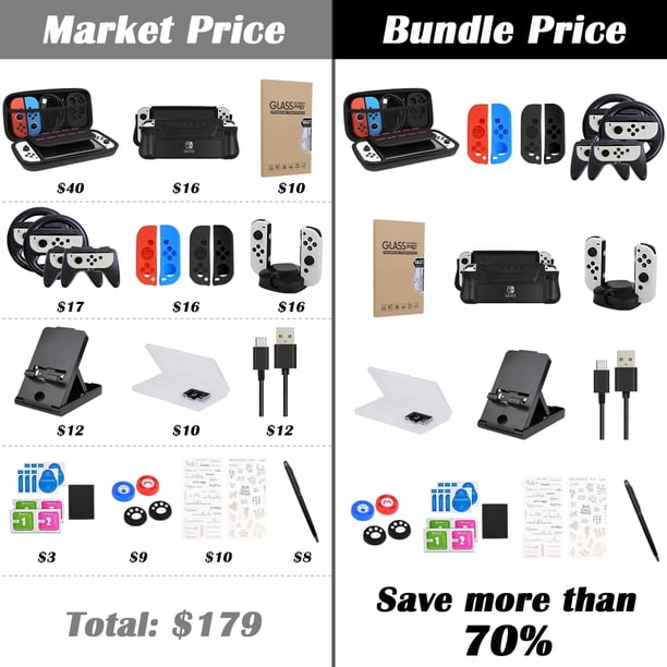 Nintendo Switch OLED 2021 Accessories Bundle with Carrying Case