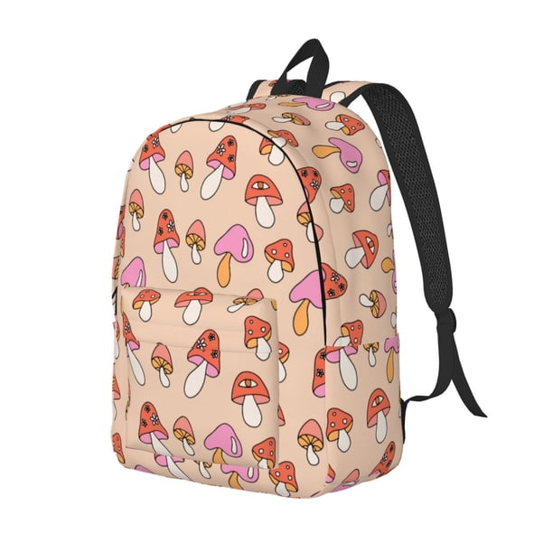Easygdp 70s Mushroom Mochila de Lona Resistente para Laptop, Compatible con Laptops de 15 a 17 pulgadas, Ideal para Escuela, Trabajo y Viajes-Medium