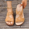thumbnail image 4 of Jienlioq Clearance Summer New foreign Trade Large Size Wedge Fish Mouth Solid Color Large Size One Line Outside To Wear Beach Sandals Brown, 4 of 9