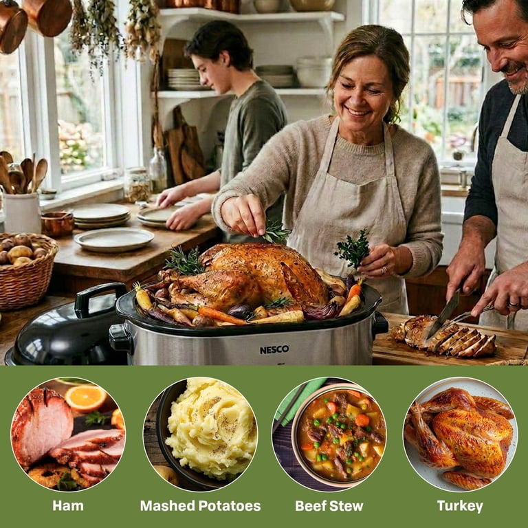 NESCO, 18 Qt. Roaster with Porcelain Cookwell, Silver - Walmart.com