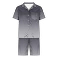 thumbnail image 4 of cllios Mens Gradint Pajama Sets Stain Silk Matching Pjs Sets Button Down Sleepwear 2 Piece Short Sleeve Loungewear with Shorts, 4 of 5