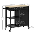 thumbnail image 3 of HOMCOM Kitchen Island with 2 Drawers, Cabinet, shelves and Rack, Black, 3 of 10
