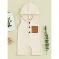 thumbnail image 2 of vera natura Baby Girls and Boys Sleeveless Romper Button Down Pocket Patch Hooded Tank Top Jumpsuit Summer Clothes, 2 of 9