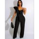thumbnail image 1 of [Sleeveless Jumpsuit] Elegant One Piece Jumpsuits | Womens Casual V-Neck Sleeveless Ruffle Romper Wide Leg Pant Sexy Party Clubwear Overalls, 1 of 4