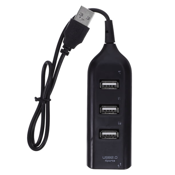 FELTECHELECTR Concentrador/divisor portátil de transferencia de datos USB 2.0 de 4 puertos para ordenador, portátil, PC, tableta y teléfono inteligente (negro)