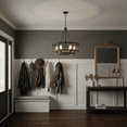 thumbnail image 4 of Elza 6-Light Industrial Drum Chandelier, Black Metal Pendant Lighting for Dining Room, 4 of 6