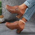 thumbnail image 4 of Dakaela Womens Chunky Heels Mules Closed Toe Heeled Slip on Clogs Casual Backless Pumps Summer Work Loafers Slides Shoes Brown Size 7, 4 of 9