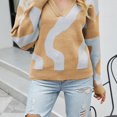thumbnail image 3 of Vedolay Womens Cute Sweater Women's 2023 Winter Sweaters Casual Turtleneck Long Sleeve Striped Pullover Tops,Khaki S, 3 of 5