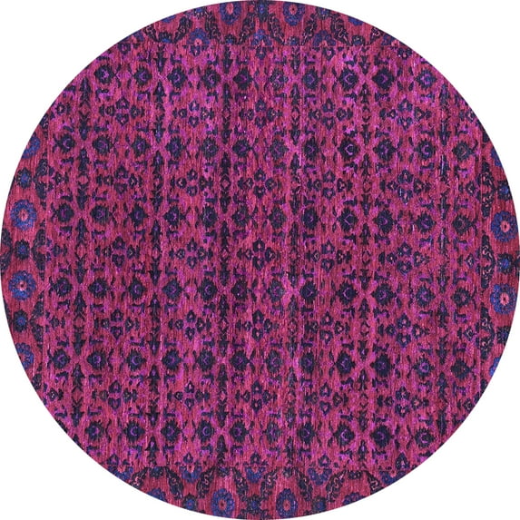 Ahgly Company Indoor Round Abstract Purple Modern Area Rugs, 4' Round