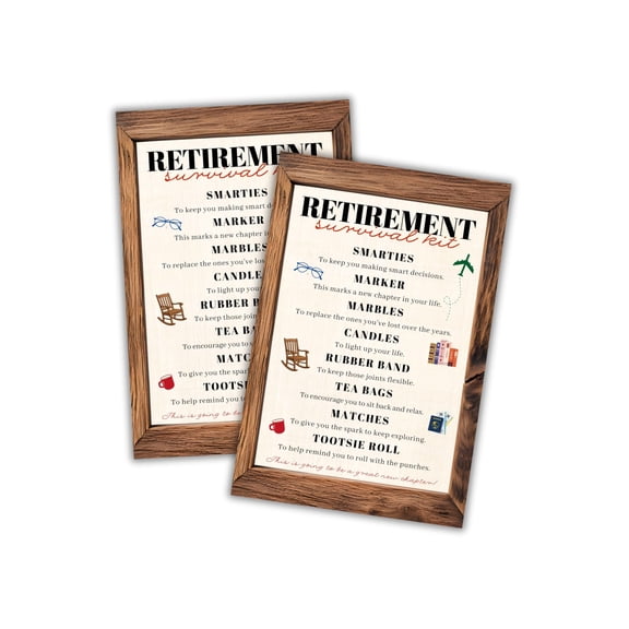 Retirement Survival Kit 30pk 4x6 Postcards Years of Dedication Award Gift Goodie Bag Retiree Plan Essentials Party Present Farewell Appreciation