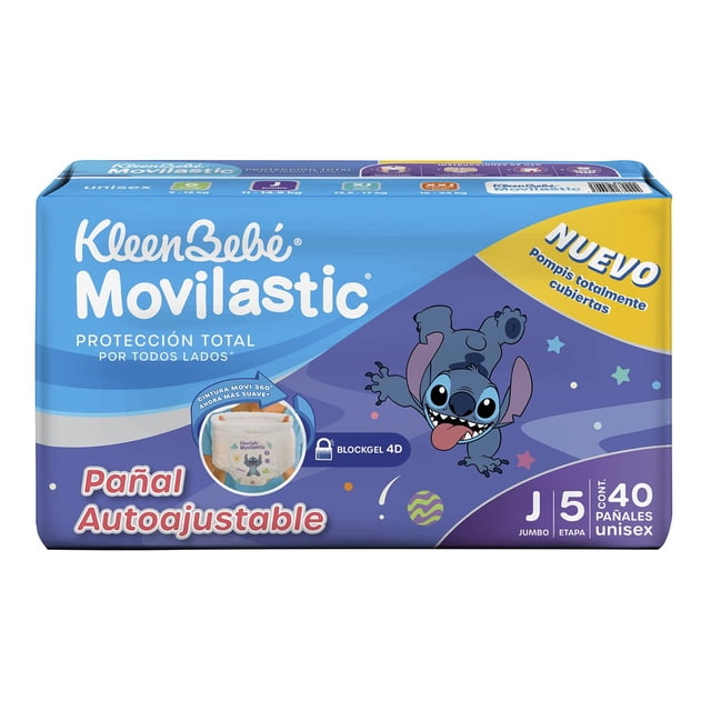 Pañal KleenBebé Movilastic Etapa 5 Unisex Jumbo de 40 piezas por bolsa