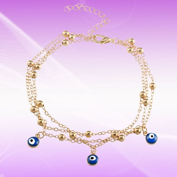 OUNONA Golden Alloy Bead Ankle Chain for Women's Lightweight Comfortable Dangle Anklet Bracelet 9.5 Inches