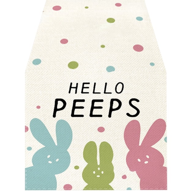 Binwennn Wedding Decorations Fall Entryway Table washed Easter Table Runner Linen Bunny Print Home Tablecloth Holiday Party Table Decoration Tablecloth Mat I