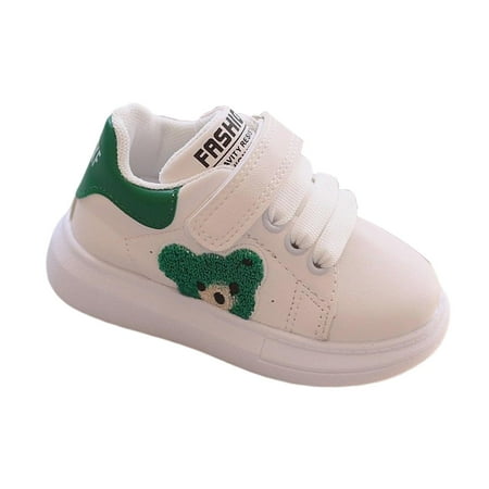 

Nonslip Infant Sneakers Flat Shoes Casual Lightweight with Bear Embroidery Waterproof Soft PU Leather Walking Shoes for Toddlers Newborns Green 15cm
