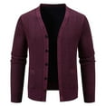 thumbnail image 2 of UVEASISHA Mens Big and Tall Cardigan Sweater Vintage Long Sleeve Button V Neck Knitted Jackets Stretchy Casual Open Front Cardigans Fall Clothes Wine 4XL, 2 of 6