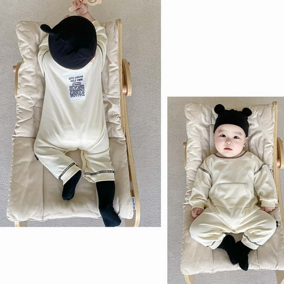Vedolay Baby Boys Bodysuit Baby Boy Valentines Day Outfit Strap Romper Heart Jumpsuit Long Sleeve Flared Pants Bell Bottom Overall,Beige 12-18 Months