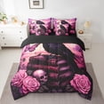thumbnail image 2 of Feelyou Teen Halloween Crow Bedding Comforter Set 7pcs, Romantic Pink Rose Queen Bedding Sets, Western Book Butterfly Reversible Queen Sheet Sets, Microfiber Bedroom Decor, 2 of 7